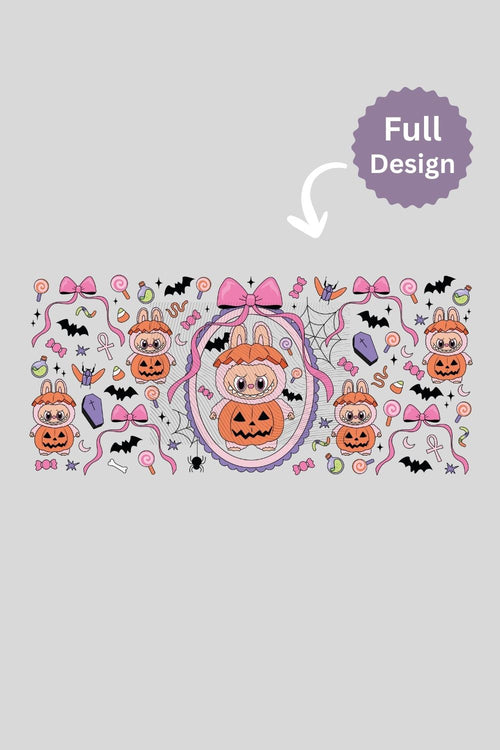 Libbey Glass Cup, Pink Labubu Halloween