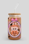 Libbey Glass Cup, Pink Labubu Halloween