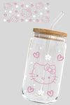 Libbey Glass Cup, Kitty & White Hearts